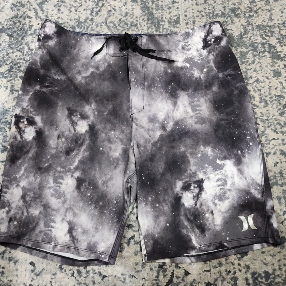 Hurley Phantom John John Florence Board Shorts Mens 33 Galaxy Nebula Black White